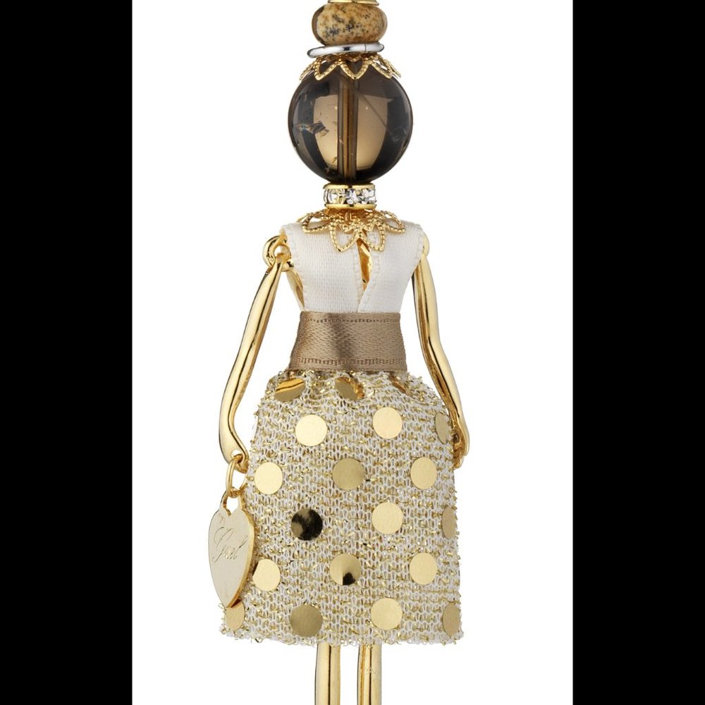 Gisel handmade doll necklace, gold sequin
